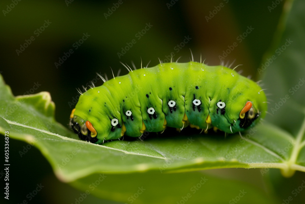 a green caterpillar on a leaf