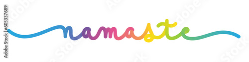 NAMASTE vector monoline calligraphy banner with colorful gradient