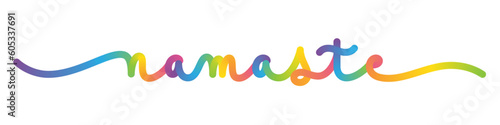 NAMASTE vector monoline calligraphy banner with colorful gradientf