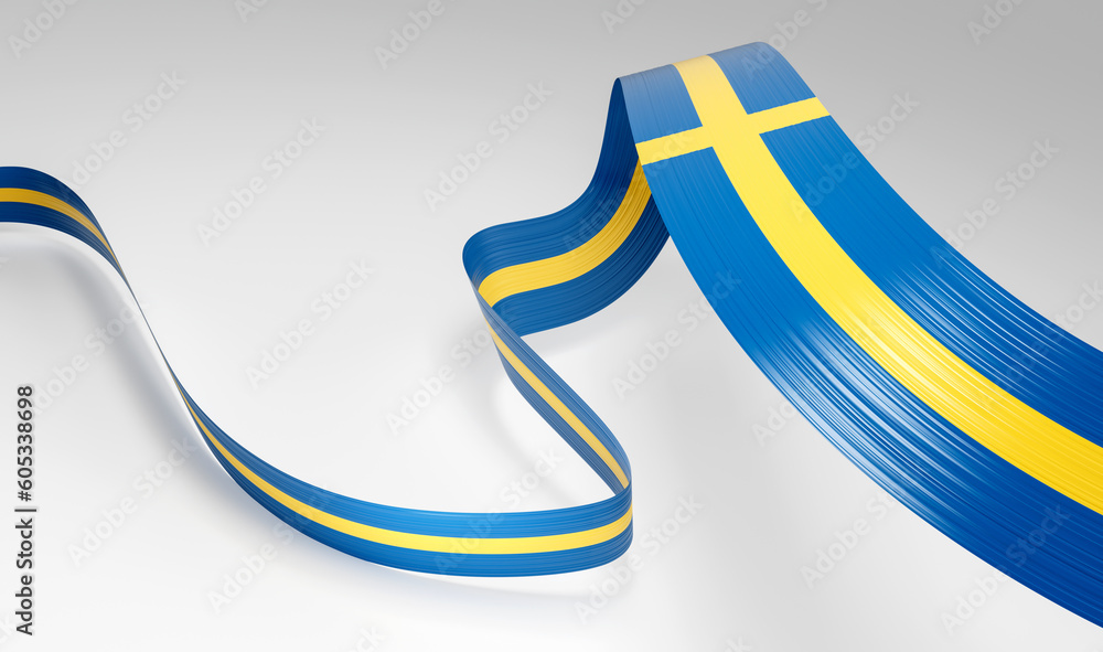 3d Flag Of Sweden 3d Waving Ribbon Flag Isolated On White Background, 3d illustration 3d Flag Of Sweden 3d Waving Ribbon Flag Isolated On White Background, 3d illustration