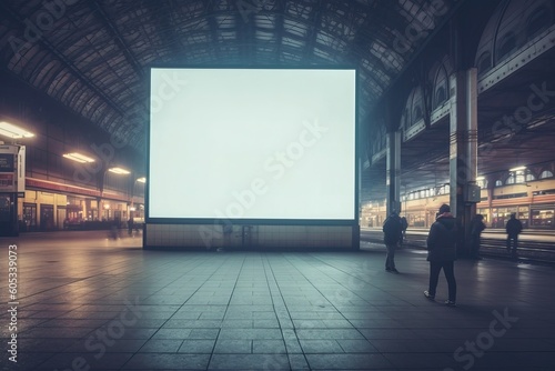 Blank digital signage screen in a public place, ideal for customization, generative ai