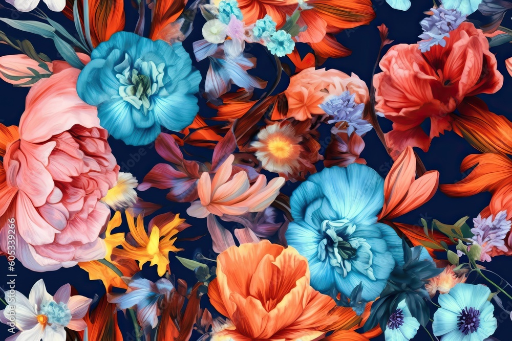 Classic floral pattern ideal for background, generative ai Classic floral pattern ideal for background, generative ai