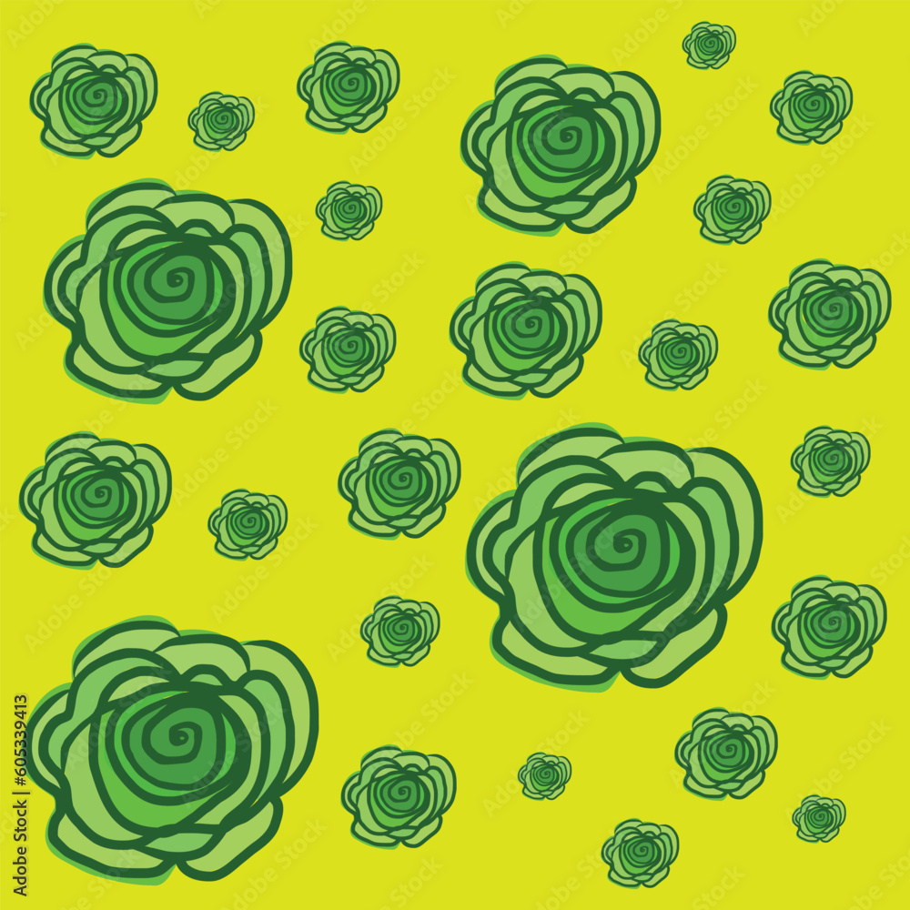 A green background with cabbage pattern A green background with cabbage pattern