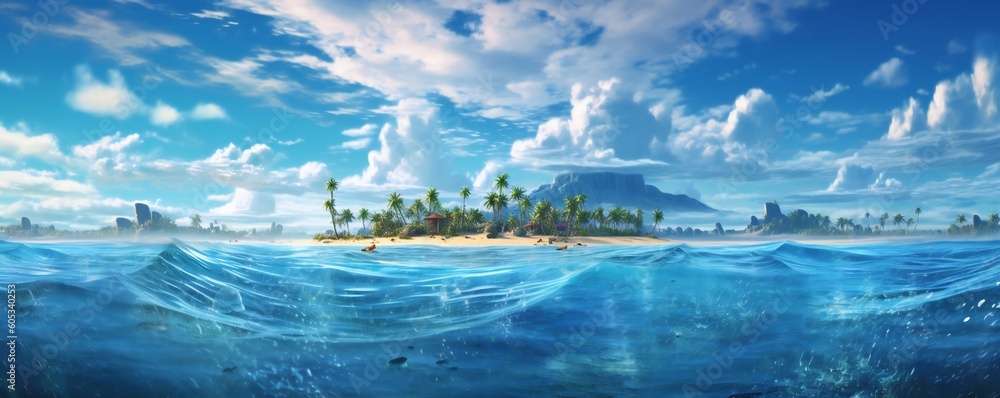 Fresh Tropical Water Paradise Background Generative AI Fresh Tropical Water Paradise Background Generative AI