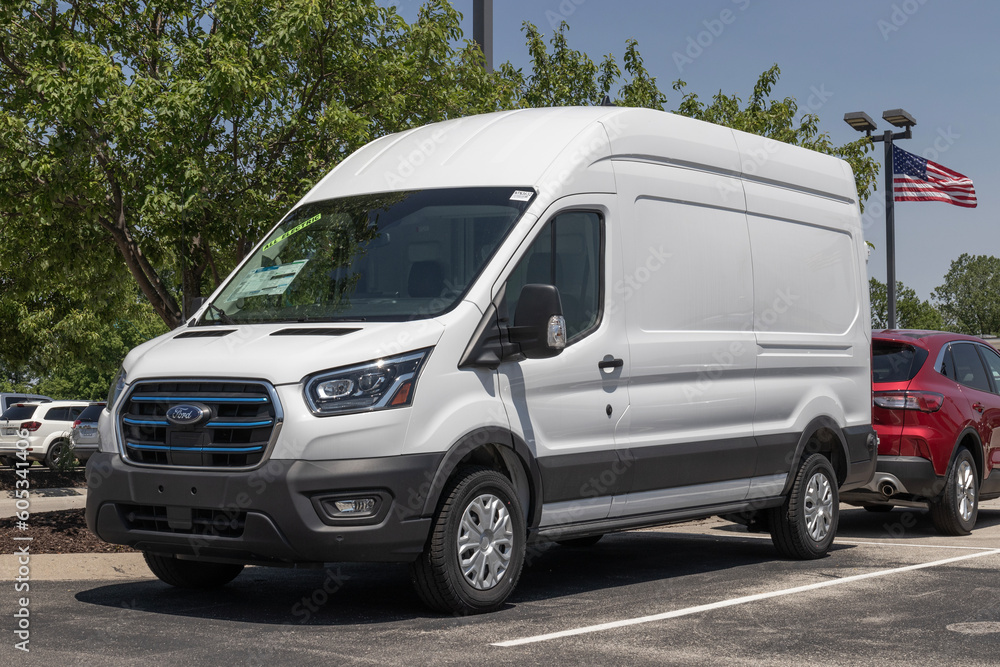 Ford ETransit Cargo Van display at a dealership. Ford offers the E