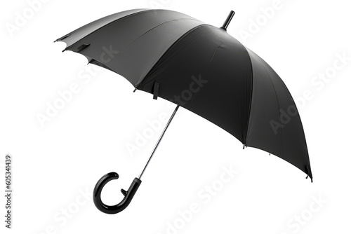 Black umbrella isolated on transparent background. Generative Ai