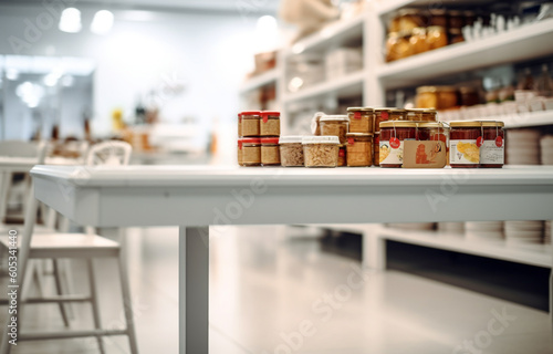 Wallpaper Mural Supermarket scene with food shelves made with AI generative technology Torontodigital.ca