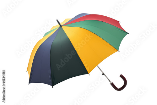 Colorful umbrella isolated on transparent background. Generative Ai