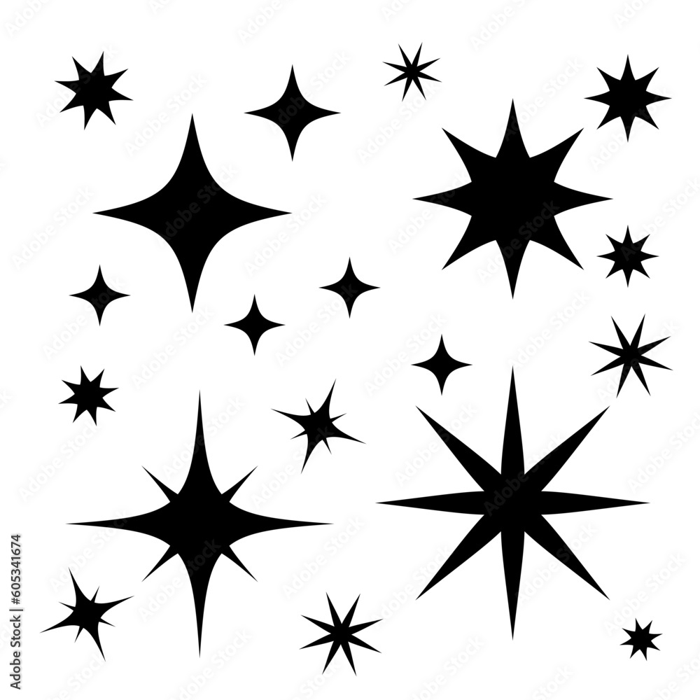 y2k style stars black, 00s elements, 2000s design, psychedelic stars black isolated on white background y2k style stars black, 00s elements, 2000s design, psychedelic stars black isolated on white background