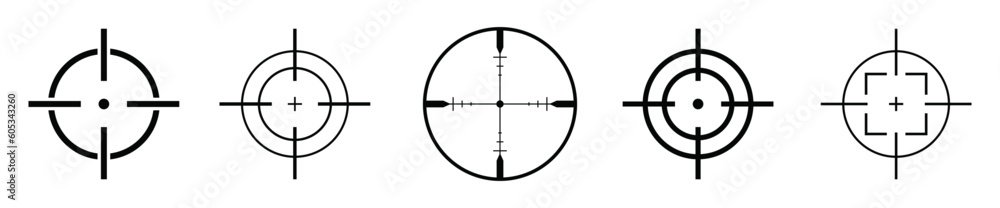 Target destination icons set. Aim sniper shoot symbols. - obrazy, fototapety, plakaty 