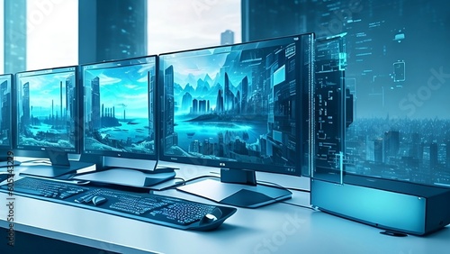 Monitor with screen, Background, Future, Computers, Board