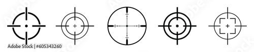Target destination icons set. Aim sniper shoot symbols. photo