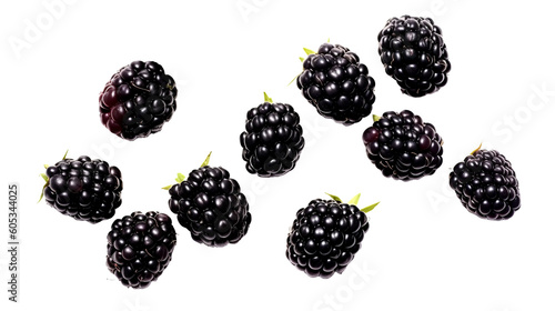 blackberry, isolated on transparent background, Generative AI photo