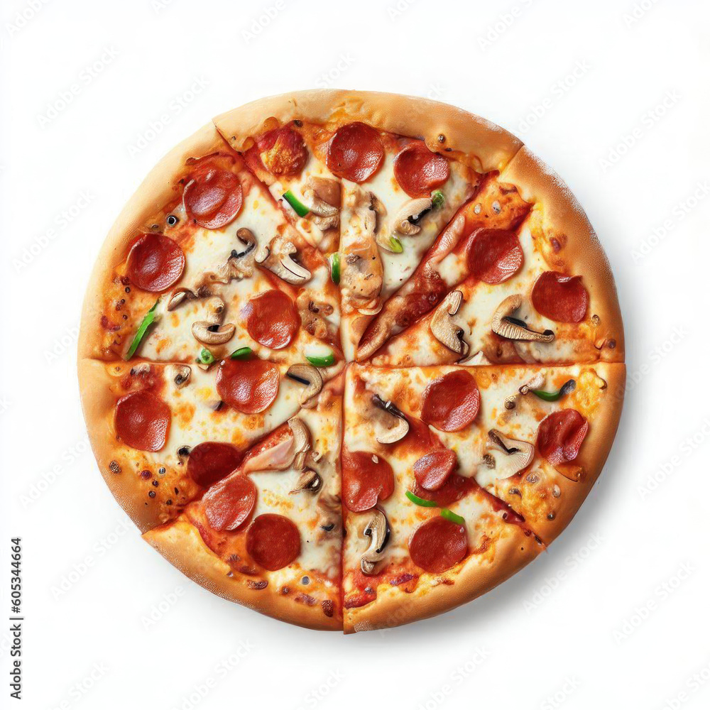 Mouthwatering Pizza Feast, Realistic Food Illustration, Generative AI