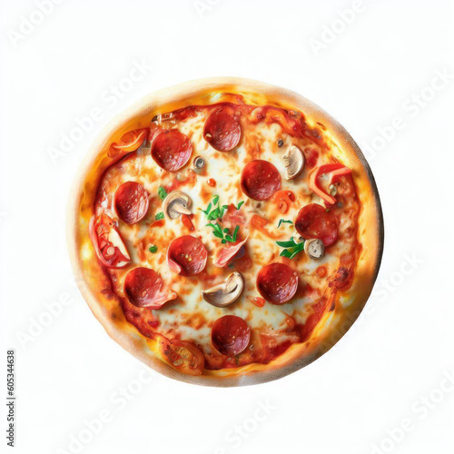 Savory Pizza Temptation, Realistic Food Illustration, Generative AI