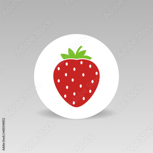 Ripe Strawberry round vector icon Flat design