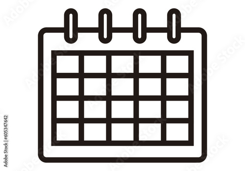 Icono negro de calendario en fondo blanco.
