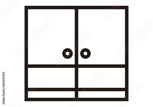 Icono de doble puerta japonesa en fondo blanco.