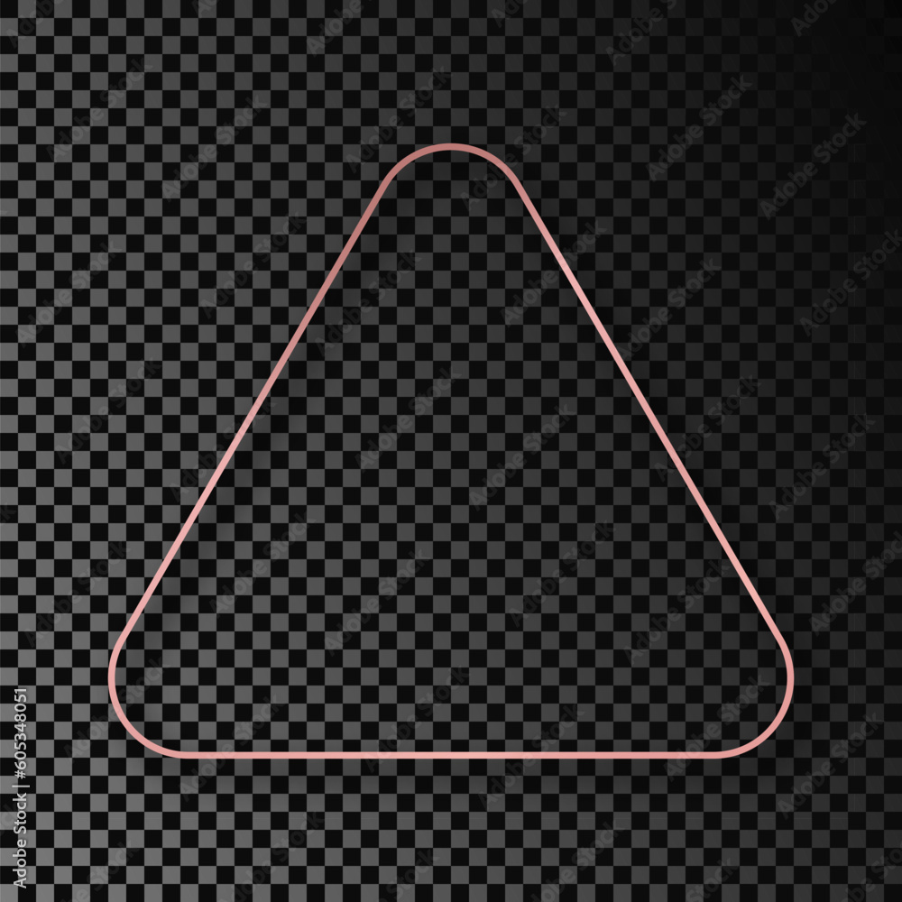 Rose gold glowing rounded triangle frame with shadow Rose gold glowing rounded triangle frame with shadow