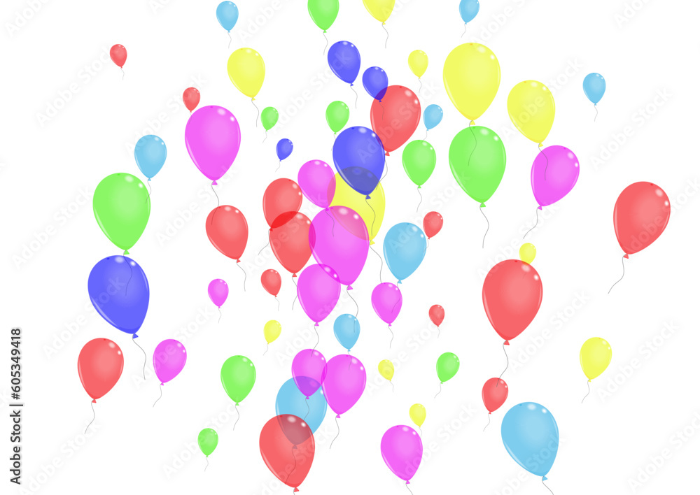 Red Confetti Background White Vector. Ballon Anniversary Card. Pink Inflatable. Colorful Toy. Flying Shiny Frame.
