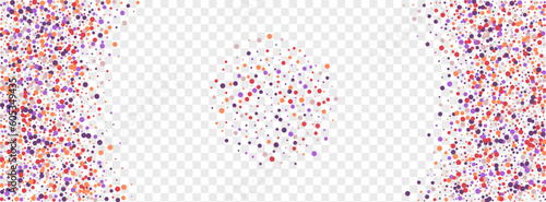 Multicolored Polka Background Transparent Vector. Element Graphic Frame. Bright Fest. Rainbow Geometric Anniversary. Confetti Birthday Card.
