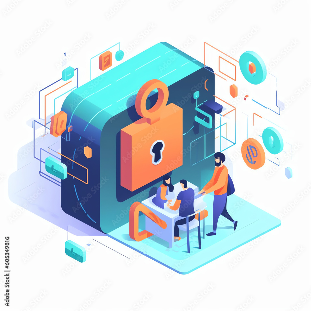 AI Generated: Colorful Isometric Icon of Protected Personal Information AI Generated: Colorful Isometric Icon of Protected Personal Information