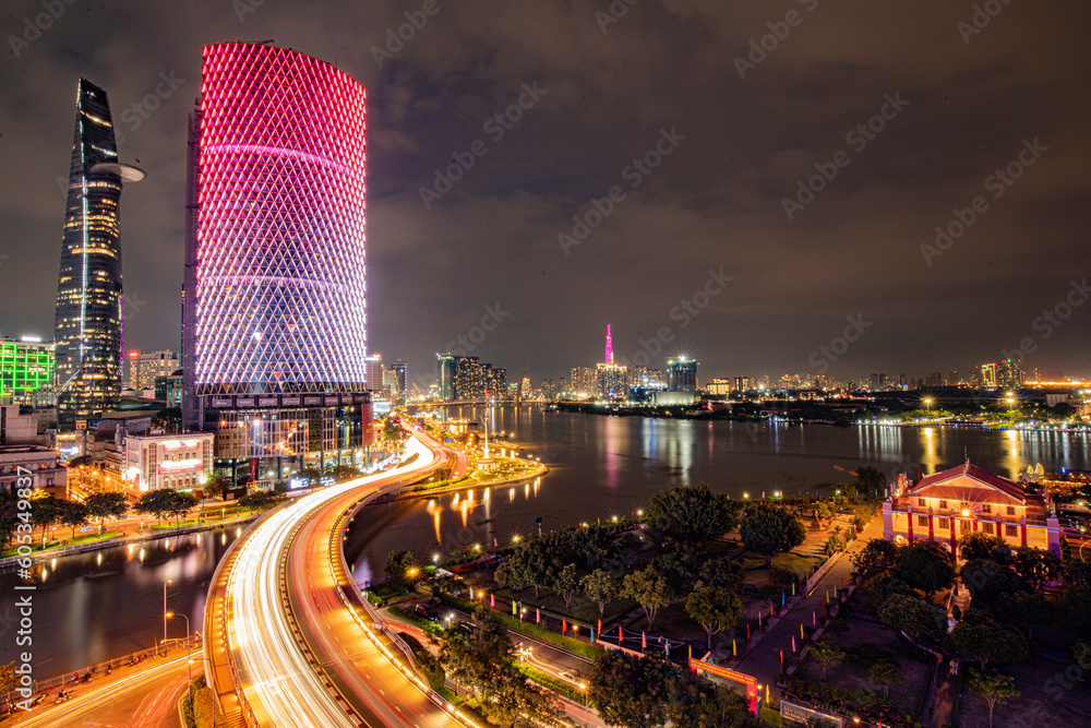 Obraz premium Saigon center in Ho Chi Minh city, Vietnam. Photo taken on August 2022