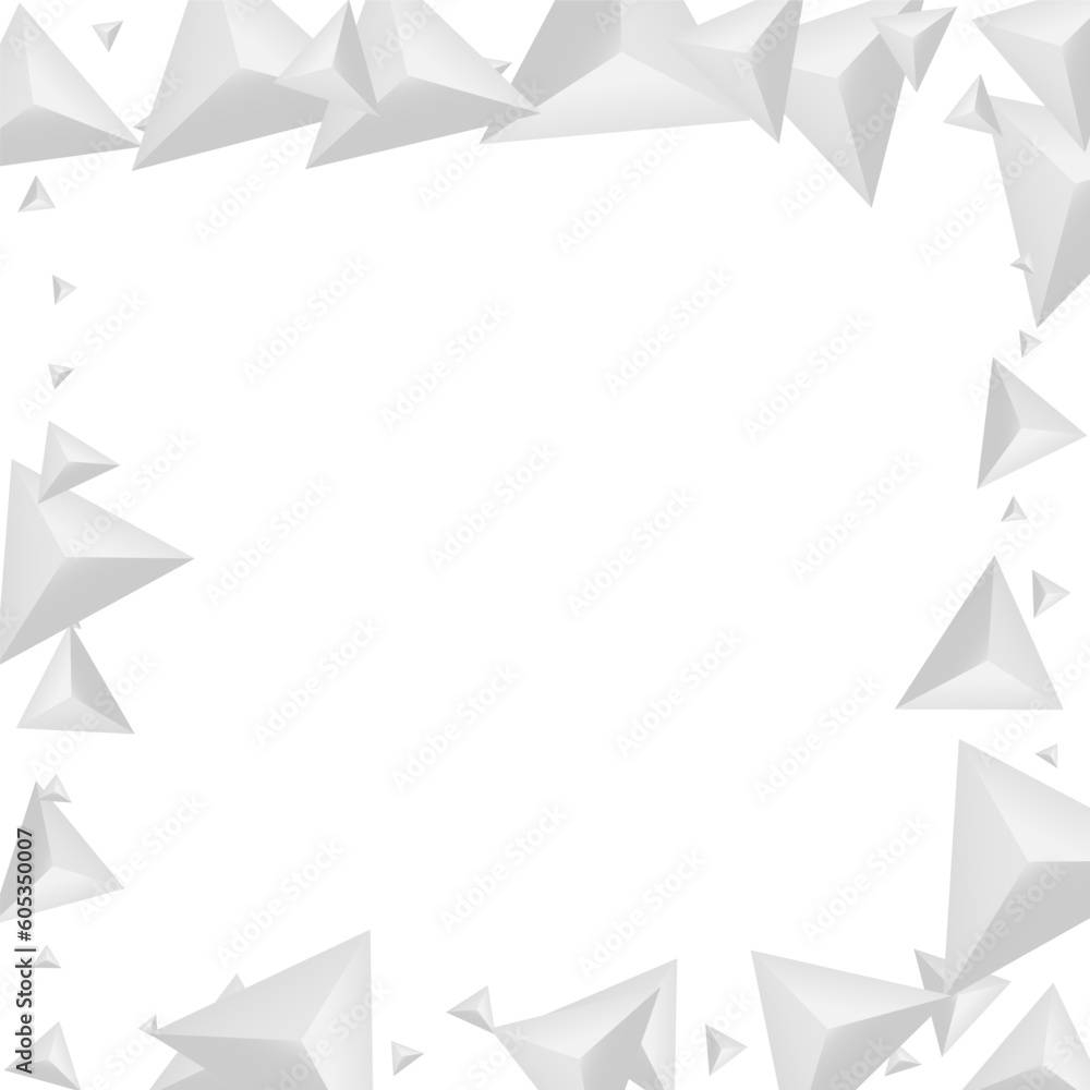 Fototapeta premium Hoar Fractal Background White Vector. Element Space Template. Grizzly Style Banner. Pyramid Creative. Greyscale Origami Illustration.