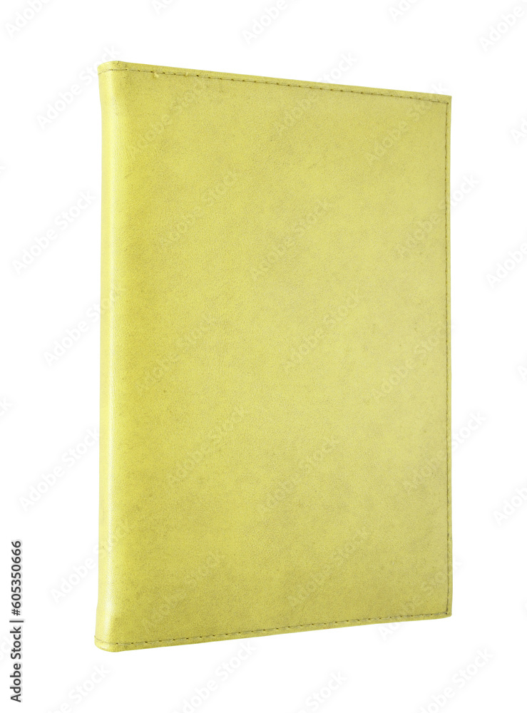 Yellow empty leather book isolated with clipping path for mockup Yellow empty leather book isolated with clipping path for mockup