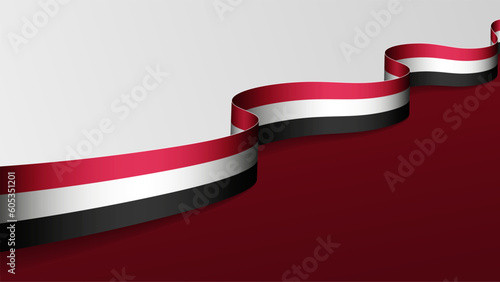 Yemen ribbon flag background.