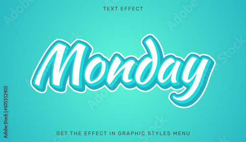Monday editable text effect in 3d style. Suitable for brand or business logo