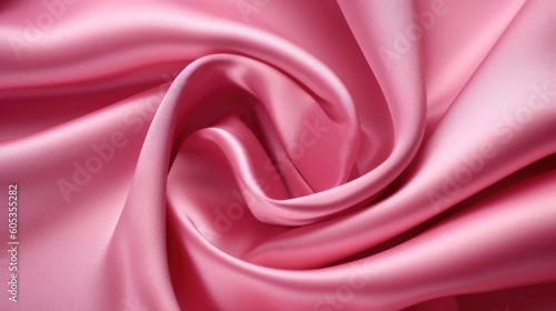 A piece of rolled pink silk fabric 