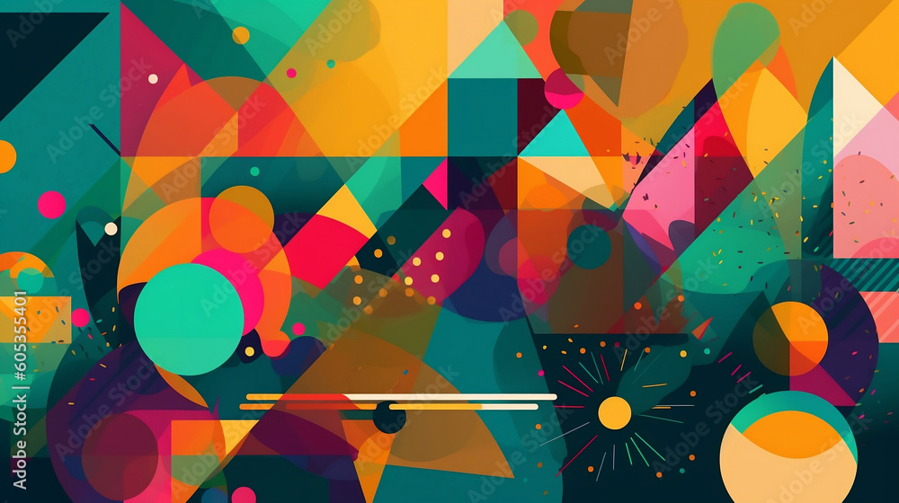 Abstract background with vibrant colors and geometric shapes. Generative AI