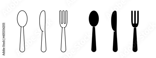 Knife, fork and spoon icon illustration