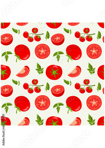 Seamless background pattern with fresh red tomato
