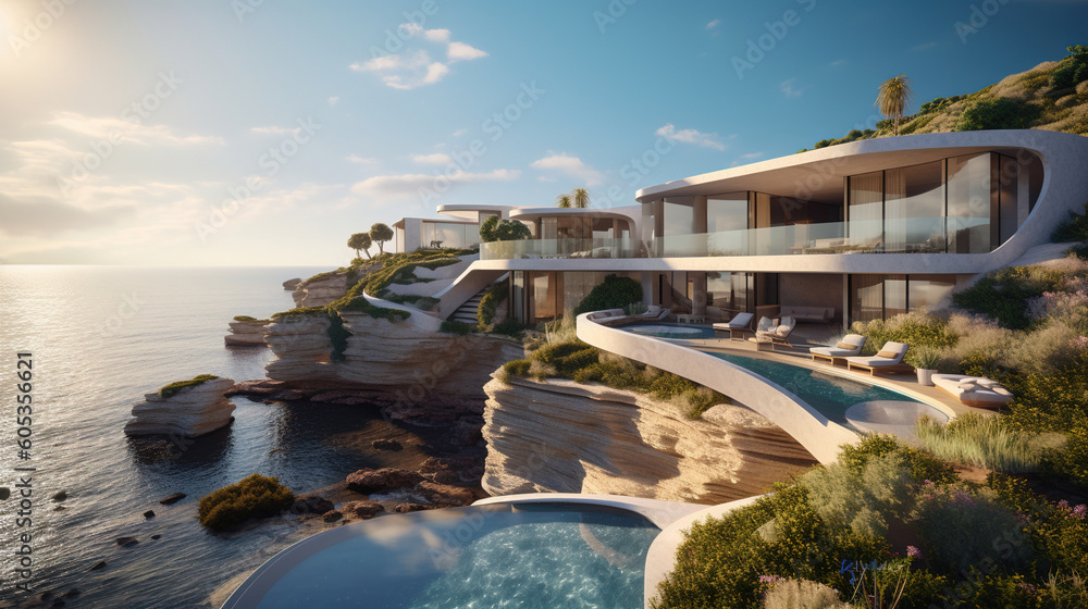 A luxury seafront cliffside villa