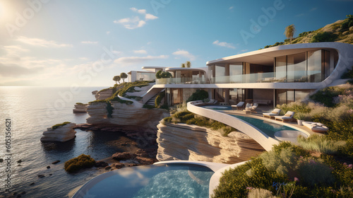 A luxury seafront cliffside villa © Absent Satu