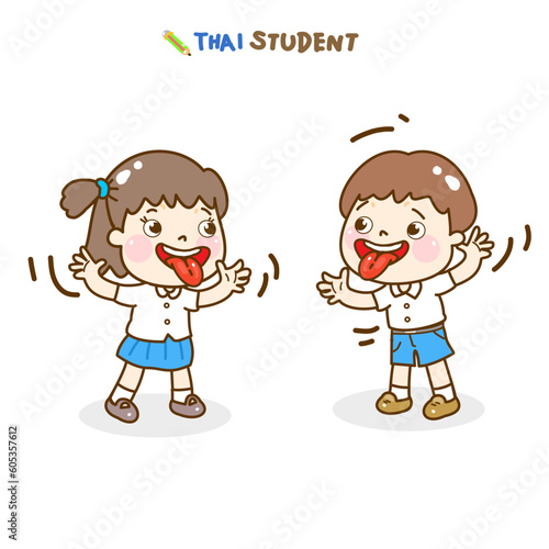 Cartoon kids bullying character vector.