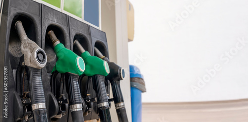 Wallpaper Mural Close up of diesel and petrol fuel pistols at a gas station. The fuel crisis continues and the cost of fuel is going up Torontodigital.ca