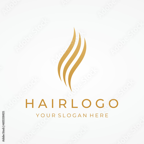 Luxury and beautiful hair wave abstract Logo design.Logo for business, salon, beauty, hairdresser, care.