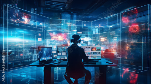 control room cybersecurity concept - generative AI