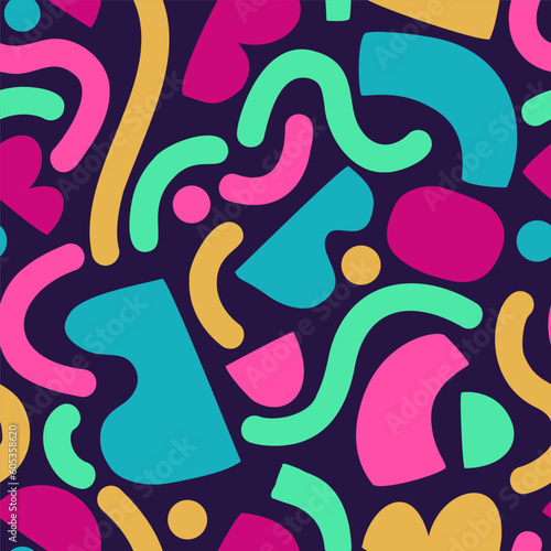 Geometric shape, lines, dots seamless pattern.