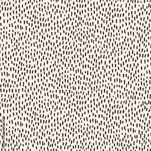 Black paint brush strokes vector seamless pattern. Wavy squiggle texture background