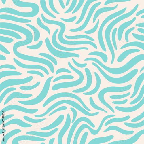 Curved waved stripes, lines seamless pattern. Marine minimal line doodles print.