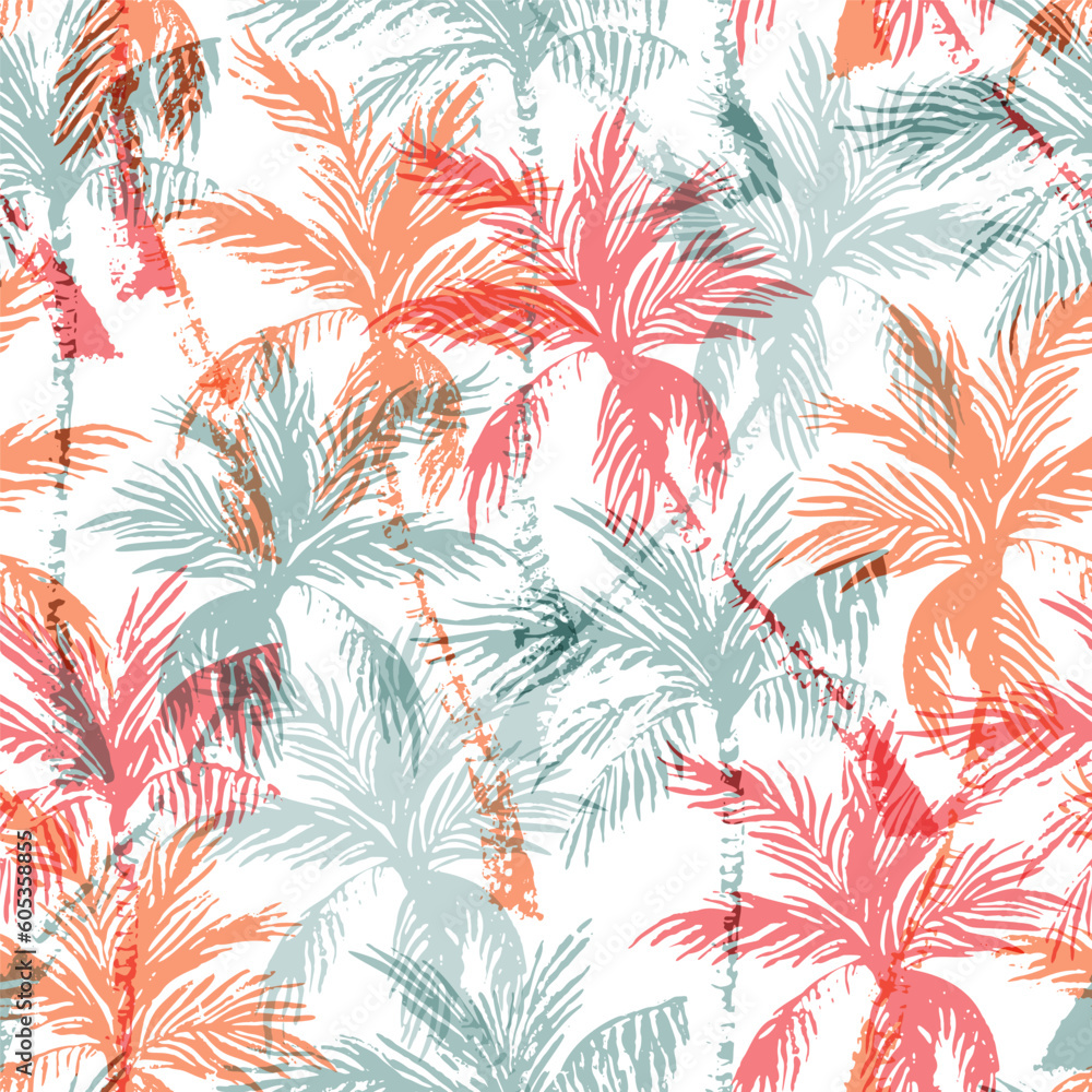 Natural jungle seamless pattern. Abstract tropical background: palm trees silhouettes Natural jungle seamless pattern. Abstract tropical background: palm trees silhouettes