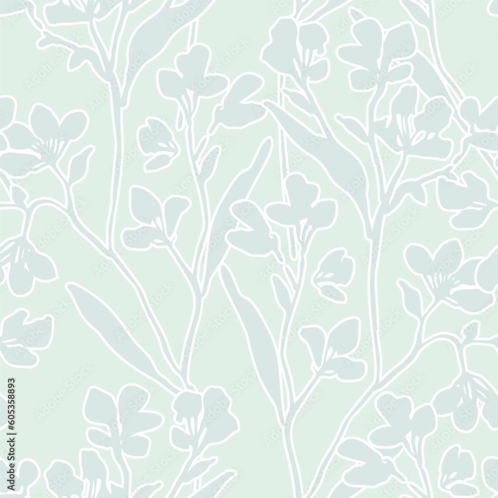 Cute natural background with wild meadow flowers in silhouette, outline. Cute natural background with wild meadow flowers in silhouette, outline.