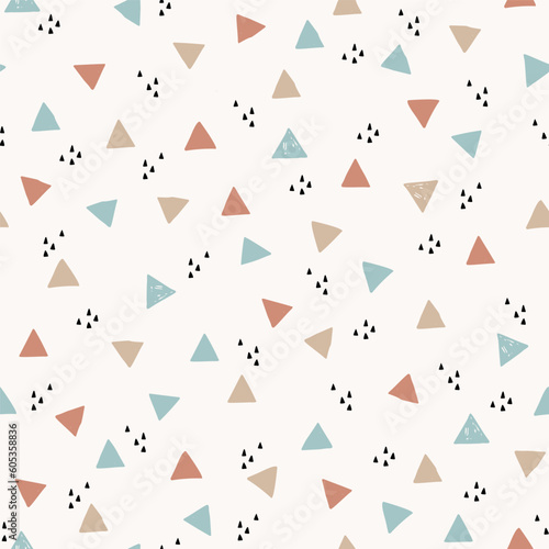 Creative grunge triangles seamless pattern. Abstract geometric texture.