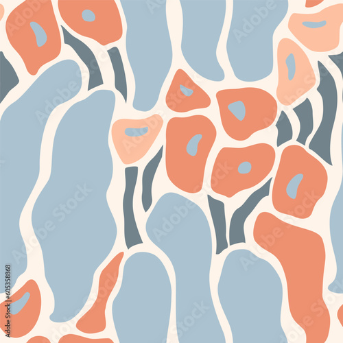 Abstract modern bohemian organic flower seamless pattern