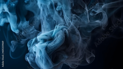 Smoke on black background. Smooth white mist wallpaper. Generative AI image.