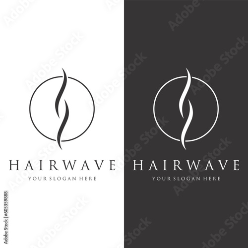 Luxury and beautiful hair wave abstract Logo design.Logo for business, salon, beauty, hairdresser, care.